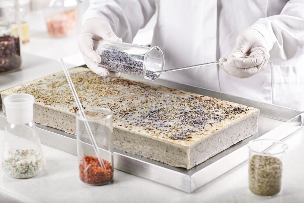 Insulation material sample being tested for heat resistance and safety in a laboratory