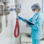 Hydrostatic pressure testing lab equipment checking industrial pipes for leaks