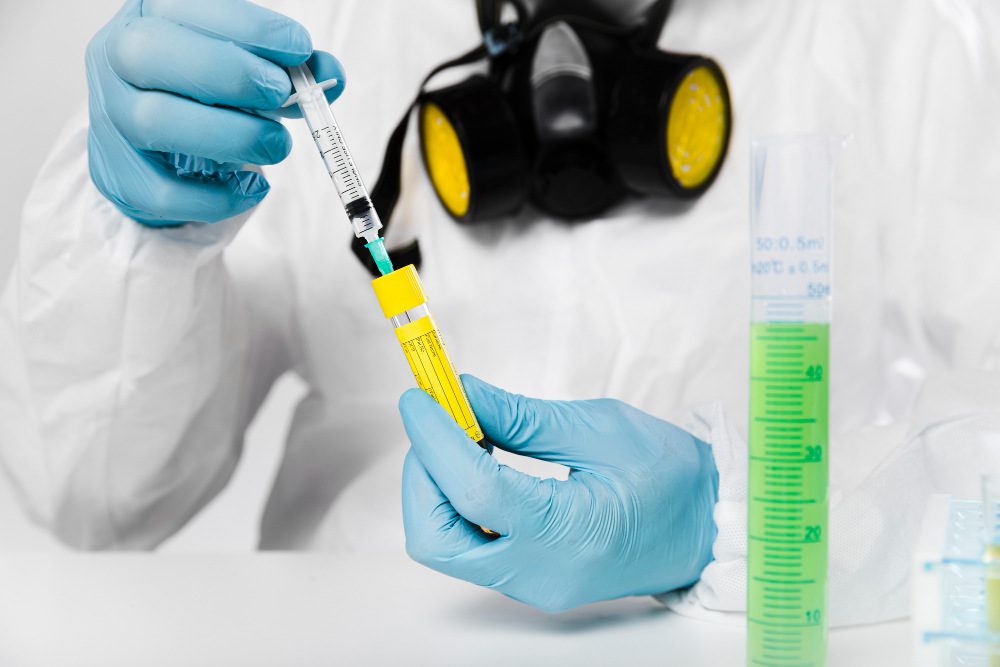VOC emission testing lab analyzing air quality and chemical emissions